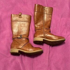 Girls Brown faux leather boots